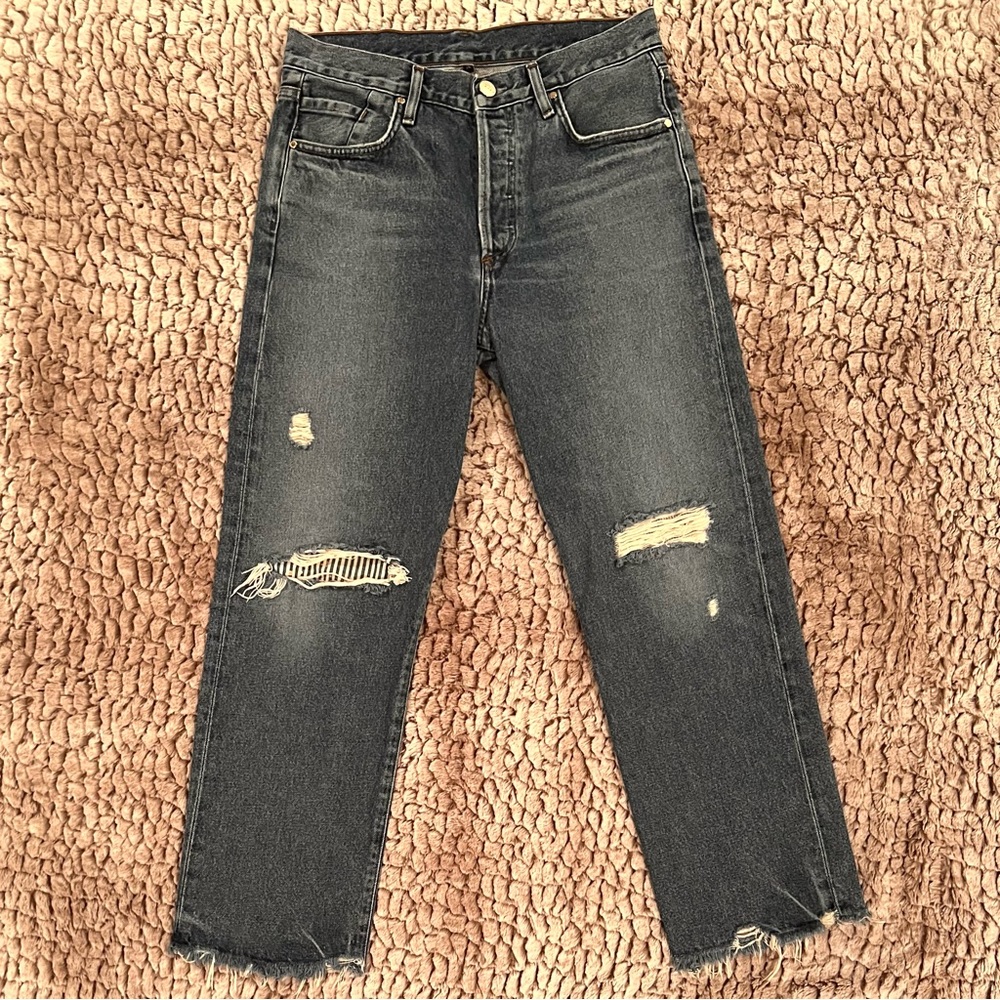 Goldsign Distressed Straight Jeans